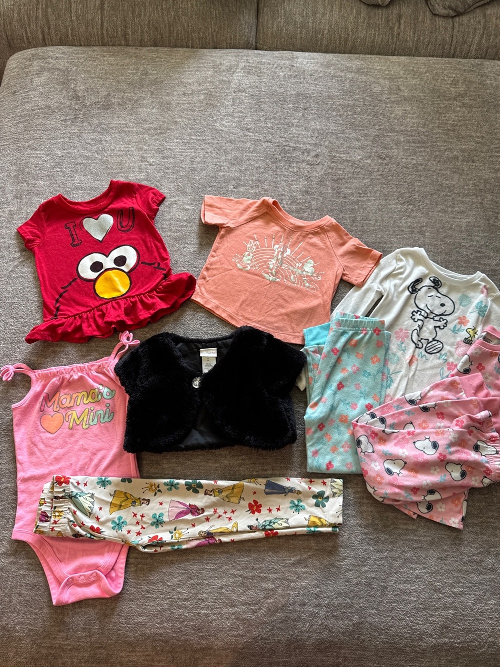 Disney and Snoopy Assorted Girls Clothing Lot